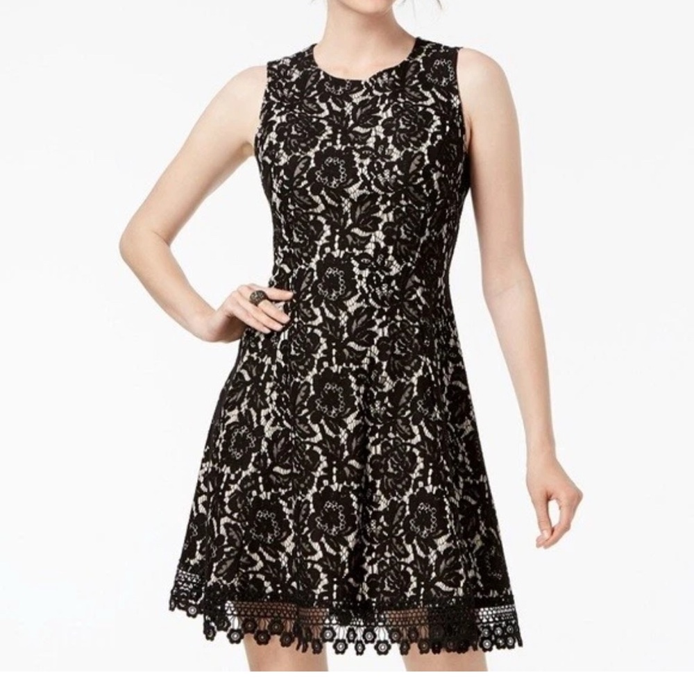 Donna Ricco black/nude knee-length dress